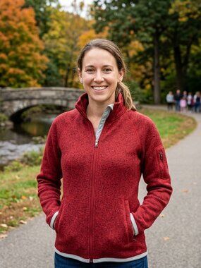 Eastern Mountain Sports EMS Womens Medium Full Zip Fleece Sweater Red Heathered